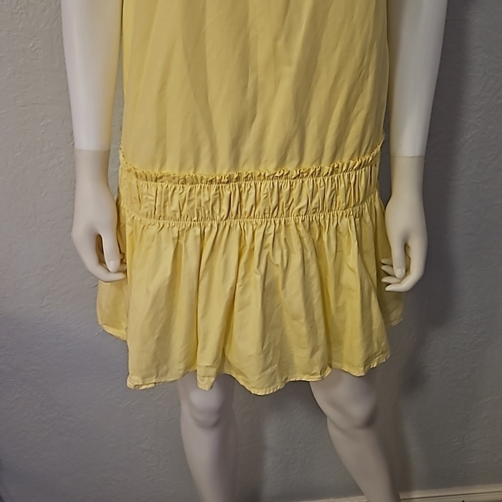 ENGLISH FACTORY Canary Yellow Puff Sleeve Ruffled Drop Waist Mini Dress - Picture 5 of 10